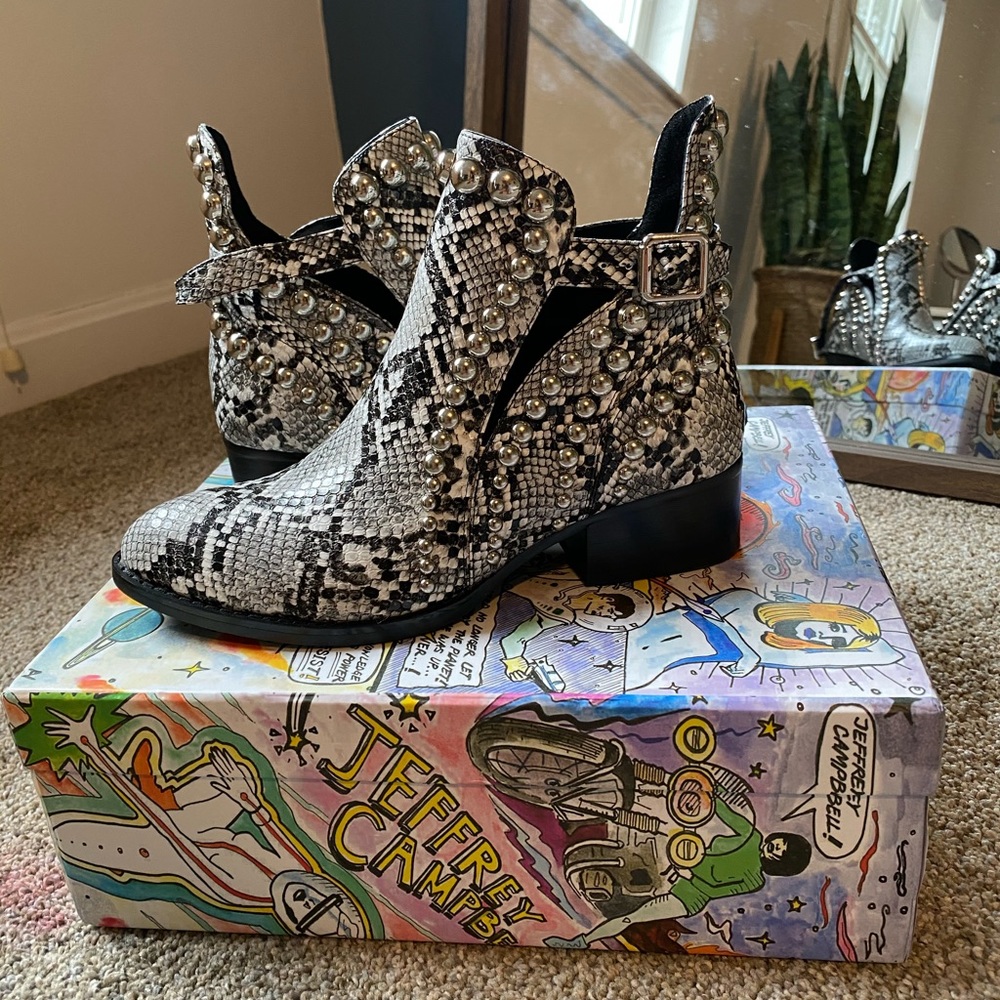 JC snake print booties